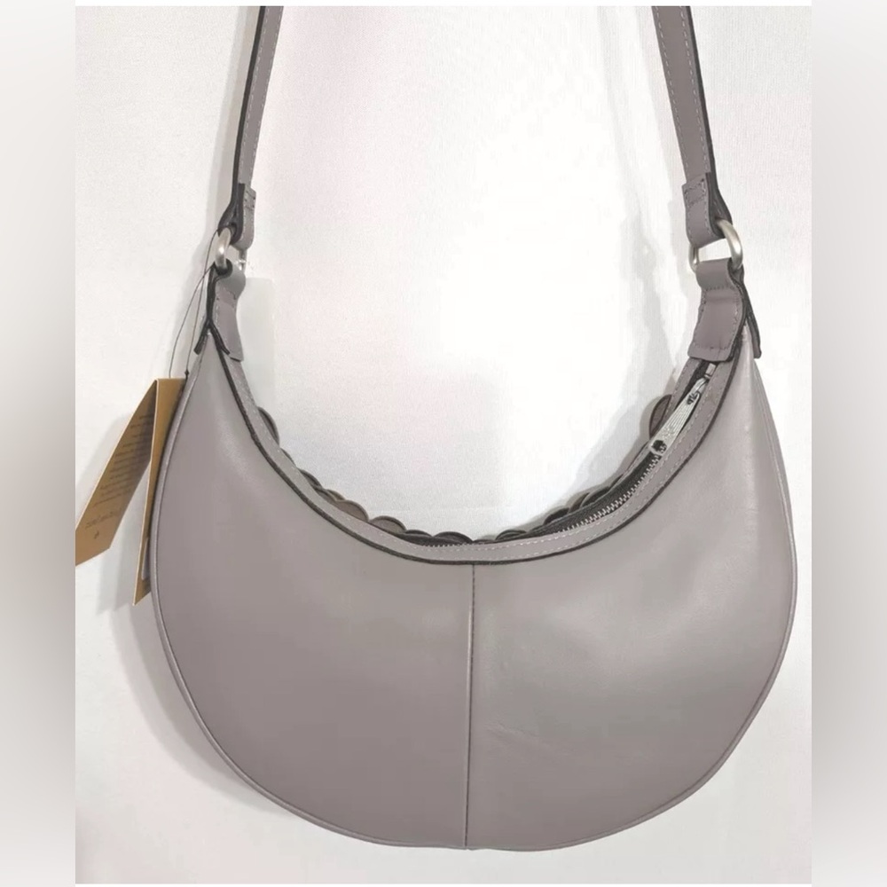 Patricia Nash Coley Floral Leather Crescent-Shaped Shoulder Hobo Bag-Stone-NWT - Picture 2 of 7